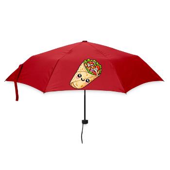 Kawaii Burrito Wrap Cartoon - Regenschirm (klein) - Rot - Vorne