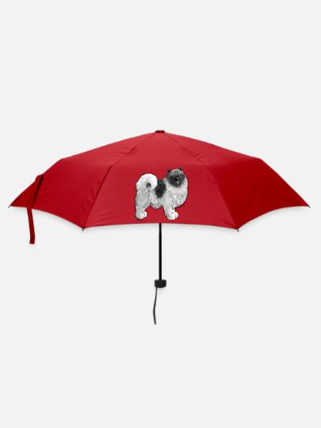 Wolfsspitz Hundemotiv I Comic Hund Geschenk - Regenschirm (klein) - Rot
