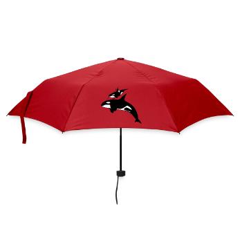 Schwertwal - Mutter mit Baby - Regenschirm (klein) - Rot - Vorne