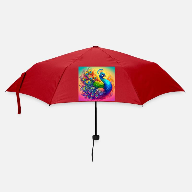Pfau - Regenschirm (klein) - Rot