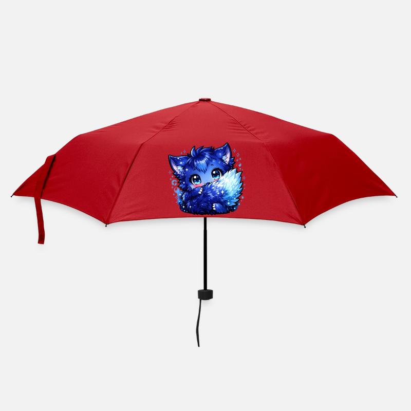 Blauer Eisfuchs Chibi-Design - Regenschirm (klein) - Rot