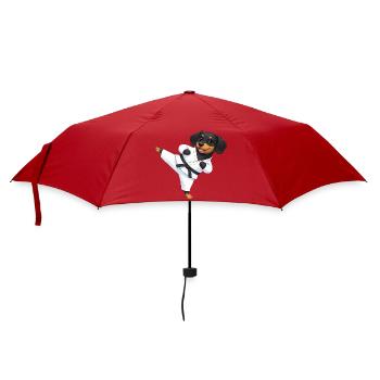 Cute Rottweiler Dachshund Karate Cartoon Martial Arts - Umbrella (small) - red - Front
