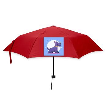 Lila Scottish-Terrier (Comic) - Regenschirm (klein) - Rot - Vorne