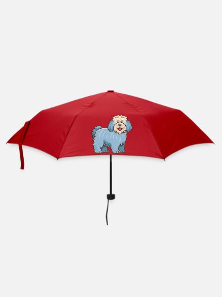 Hellblauer zotteliger Hund (Comic) - Regenschirm (klein) - Rot
