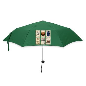 Vintage Basketball Stamps Collection - Umbrella (small) - bottlegreen - Front