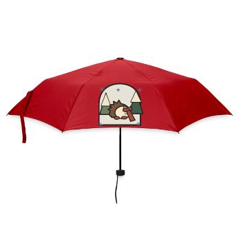 Sleeping Hedgehog in Forest Landscape - Umbrella (small) - red - Front