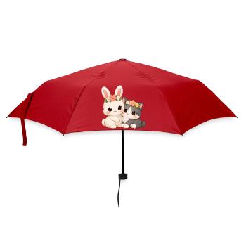 Rabbit with cat - Umbrella (small) - red - Front