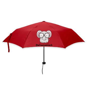 Elefantastisch – Süßer Elefant mit Brille - Regenschirm (klein) - Rot - Vorne