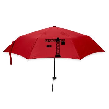 Kran mit Seecontainer - Regenschirm (klein) - Rot - Vorne