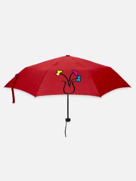 Abstrakte Zeichnung Blumen in einer Vase - Regenschirm (klein) - Rot