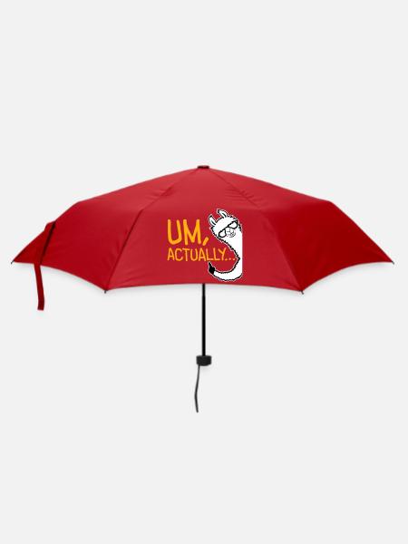 Lama Alpaka Um Actually Lustig Nerd Klugscheißer - Regenschirm (klein) - Rot
