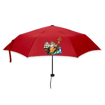 Neptun mit Seegelschiff - Regenschirm (klein) - Rot - Vorne