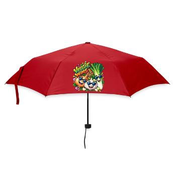 Veggie Wins: Fröhliche Gemüsefreunde - Regenschirm (klein) - Rot - Vorne