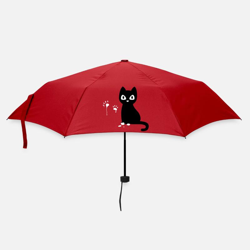 Katze mit farbigen Pfoten - Regenschirm (klein) - Rot