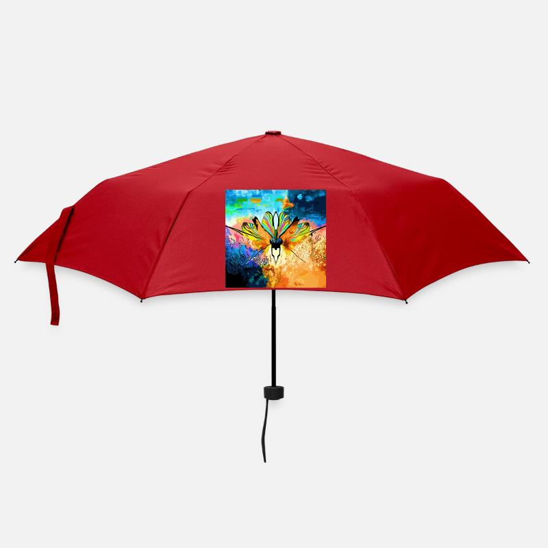 Bunter Falter im Farbmeer - Regenschirm (klein) - Rot