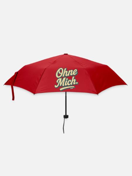 Ohne Mich Retro Script - Regenschirm (klein) - Rot