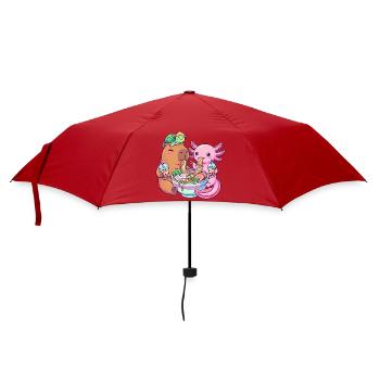 Kawaii Ramen Boba Freunde Capybara Axolotl Schildkröte - Regenschirm (klein) - Rot - Vorne