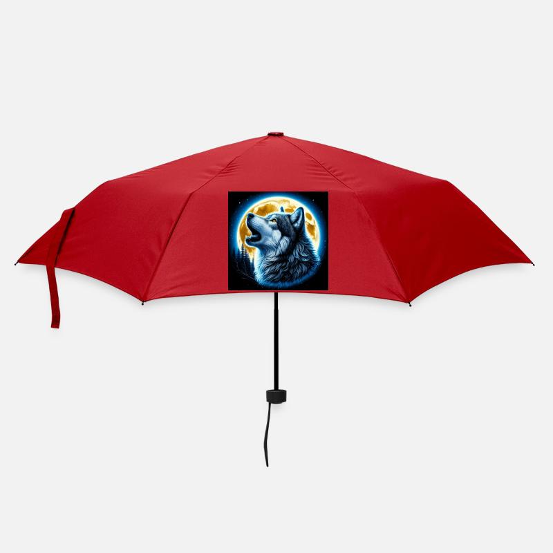 Wolf howls at the Full Moon - Umbrella (small) - red