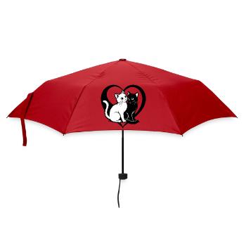 ❤ 🐱 Gatti Innamorati – Amore felino con cuore 2 - Regenschirm (klein) - Rot - Vorne