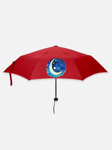 Mond und Sterne - Regenschirm (klein) - Rot