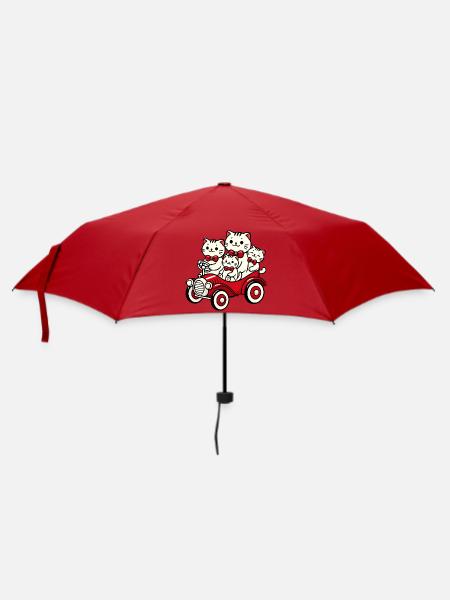 Cat Family Bow Tie Red Car - Umbrella (small) - red