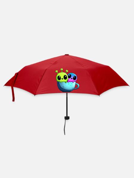 Kleines Alien-Paar in der Teetasse - Regenschirm (klein) - Rot
