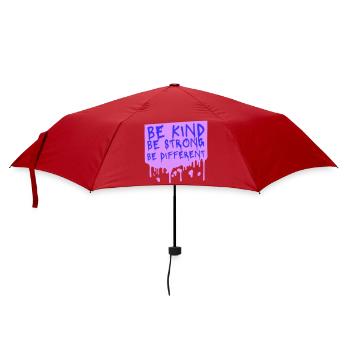 Be Kind Be Strong Be Different Spruch Logo Text - Regenschirm (klein) - Rot - Vorne