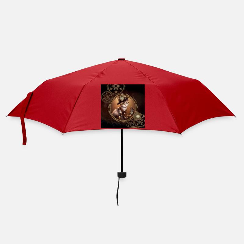 Kleines Steampunk-Kätzchen - Regenschirm (klein) - Rot