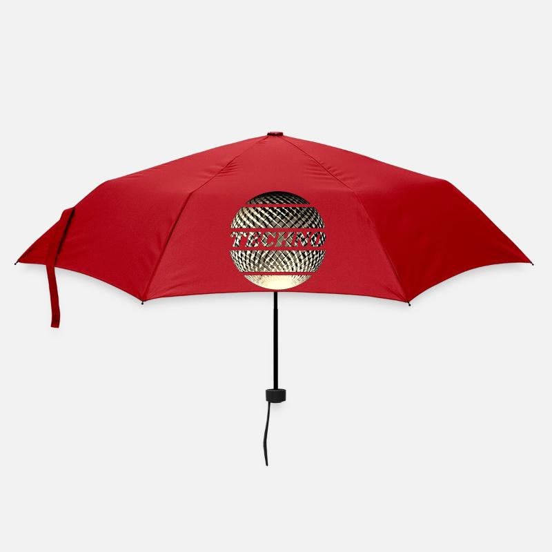Techno Diskokugel gold - Regenschirm (klein) - Rot