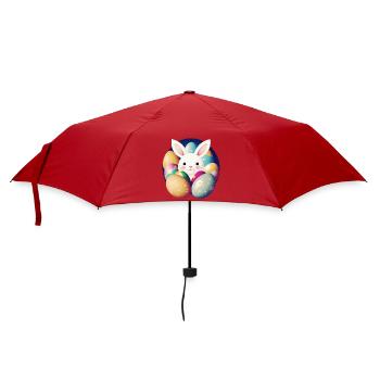 Osterhase mit Ostereiern - Regenschirm (klein) - Rot - Vorne