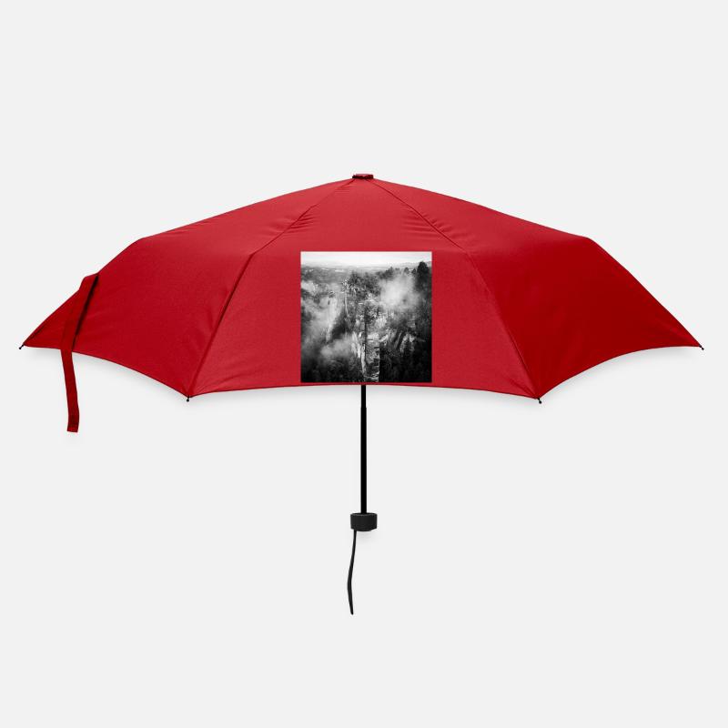 Basteibrücke Sächsische Schweiz Nebel Poster - Regenschirm (klein) - Rot