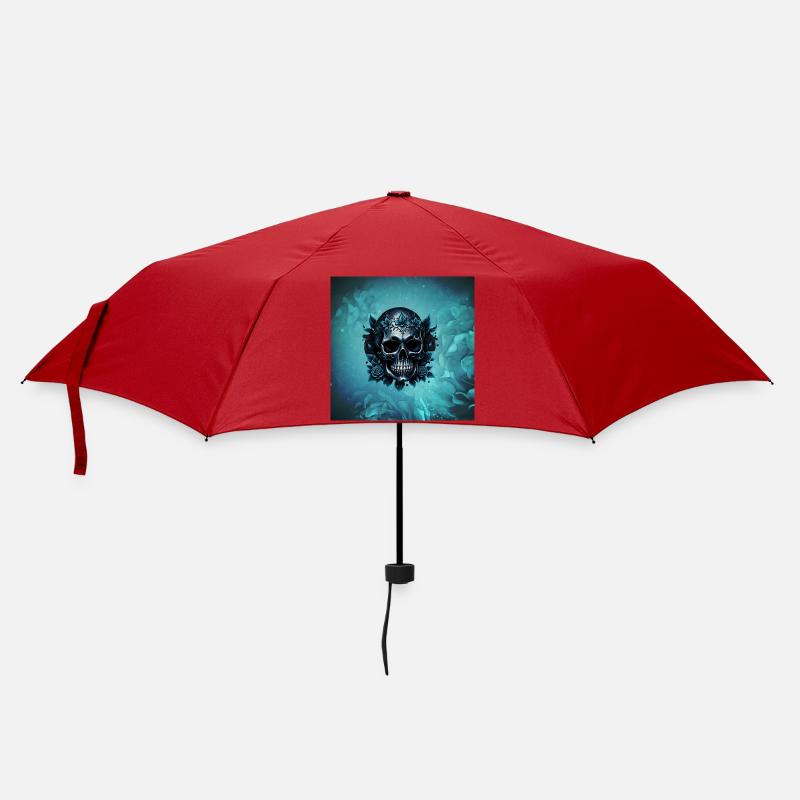 Dark blue skull with roses - Umbrella (small) - red
