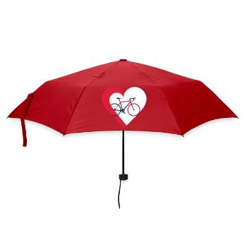Ich liebe mein Fahrrad - Rad und Herz - Regenschirm (klein) - Rot - Vorne