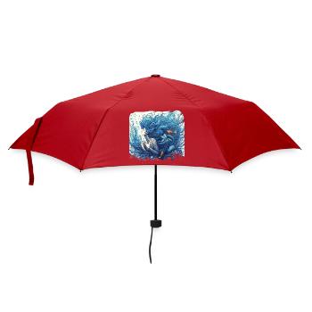 Sirène Sirène Cheveux Bleus Art Nouveau Cadeau - Parapluie standard - rouge - Devant