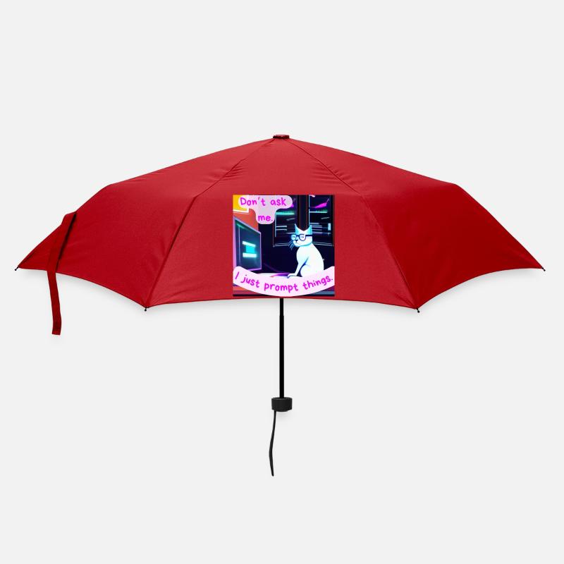 Frag mich nicht, ich fordere nur Dinge auf – Grumpy AI Cat - Regenschirm (klein) - Rot