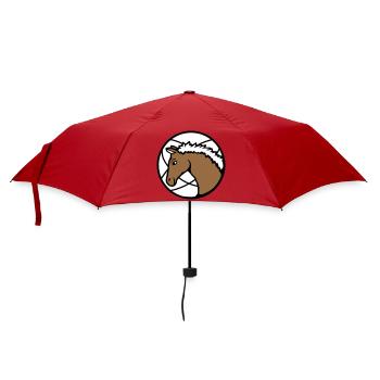 Pferd Süß Pony Fohlen Pferdemädchen Niedlich Comic - Regenschirm (klein) - Rot - Vorne