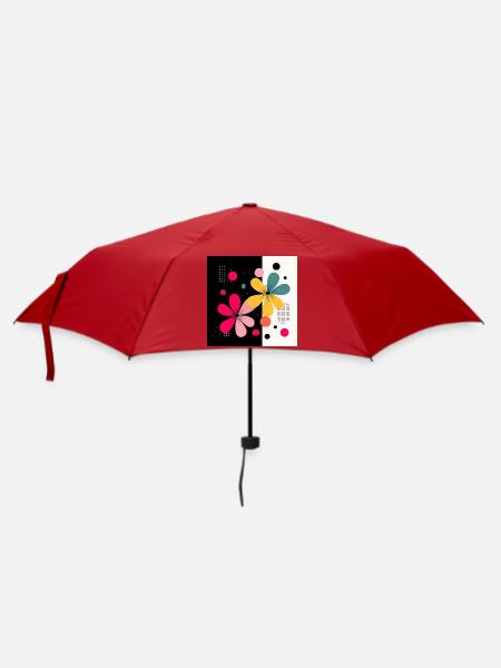 Abstrakte Blumen in modernem Kontrast - Regenschirm (klein) - Rot