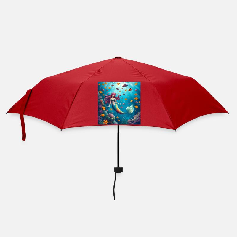 Jeu de couleurs de sirène sous-marine - Parapluie standard - rouge