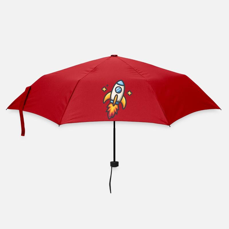 Conception de dessin animé de lancement de fusée - Parapluie standard - rouge