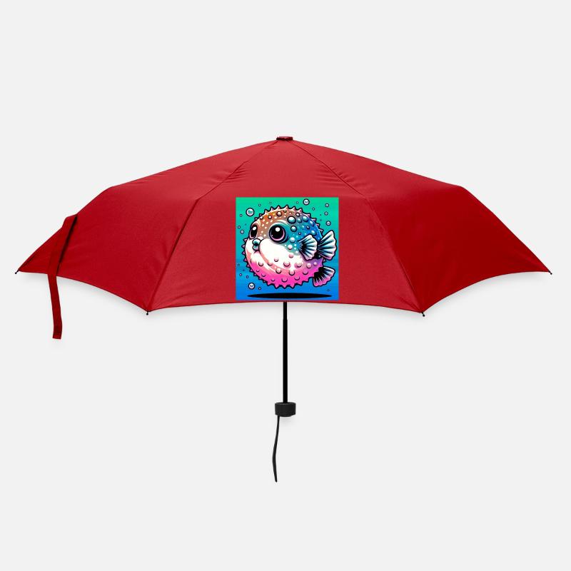 Kugelfisch - Regenschirm (klein) - Rot