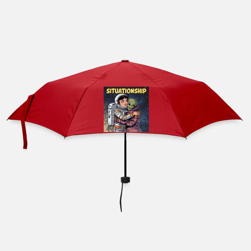 Situationship Astronautin und Alien - Regenschirm (klein) - Rot