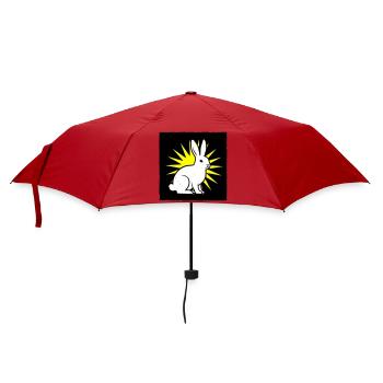 Cooler Hase im Punk Rock & Pop Art Stil - Regenschirm (klein) - Rot - Vorne