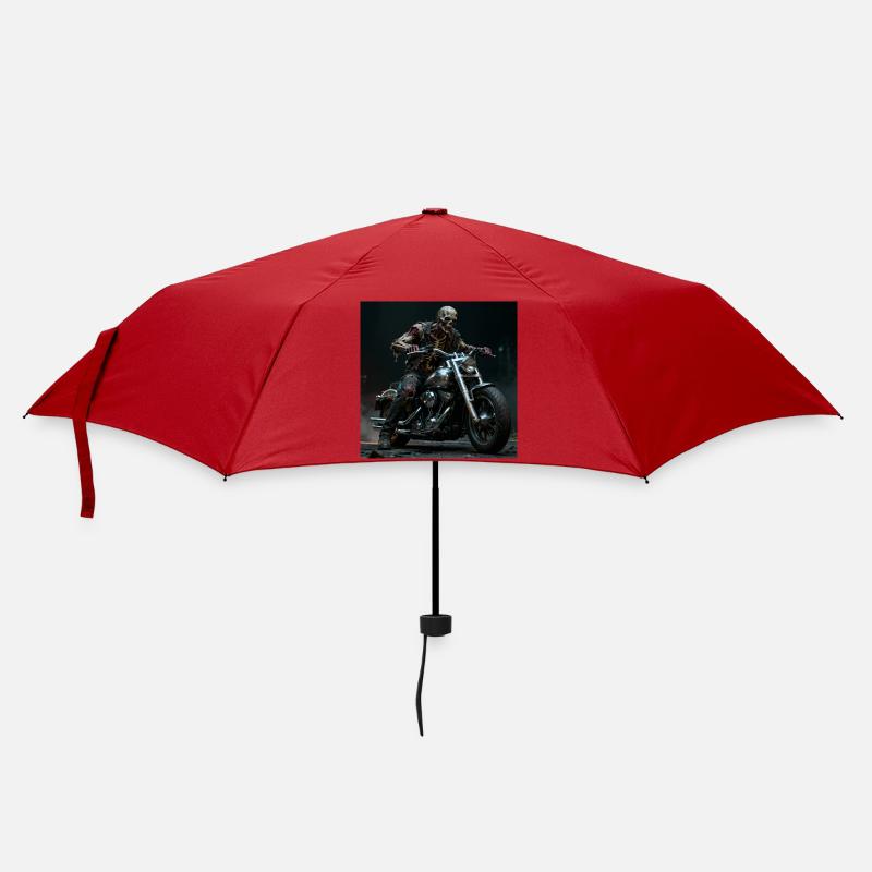 Zombie biker on motorcycle in pit light - Umbrella (small) - red