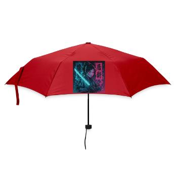 Cyber Samurai Girl Harajuku Y2K Anime Streetwear - Regenschirm (klein) - Rot - Vorne