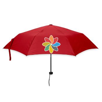 Bunte Retro Blume Flower Power - Regenschirm (klein) - Rot - Vorne
