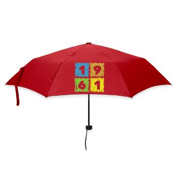 65. Geburtstag Farbige Patches since 04/1961 - Regenschirm (klein) - Rot - Vorne