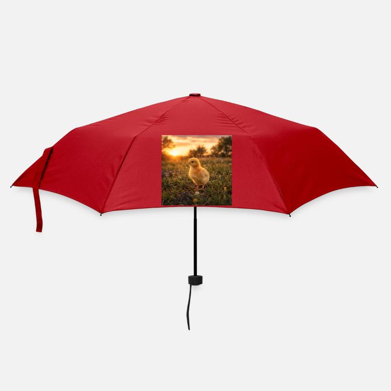 Poulet jaune au coucher du soleil - Parapluie standard - rouge