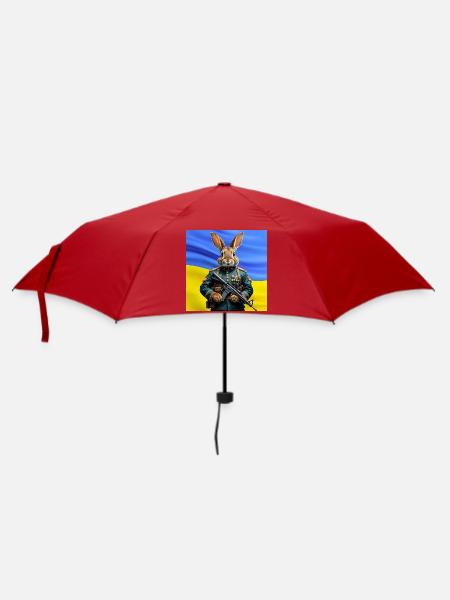 Guardian Rabbit: Held der Ukraine - Regenschirm (klein) - Rot