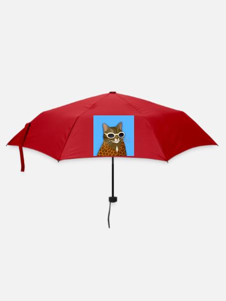 Getigerte Katze in Leopardenmuster - Regenschirm (klein) - Rot