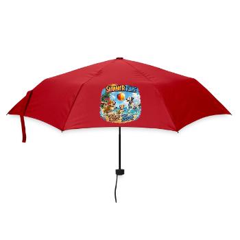  Sommerzeit Hunde spielen am Strand - Regenschirm (klein) - Rot - Vorne